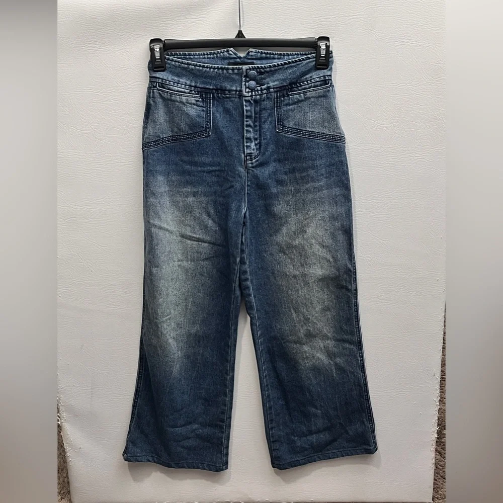 House of Harlow 1960 x REVOLVE Blue High Waist Wide Leg Cropped Jeans 28